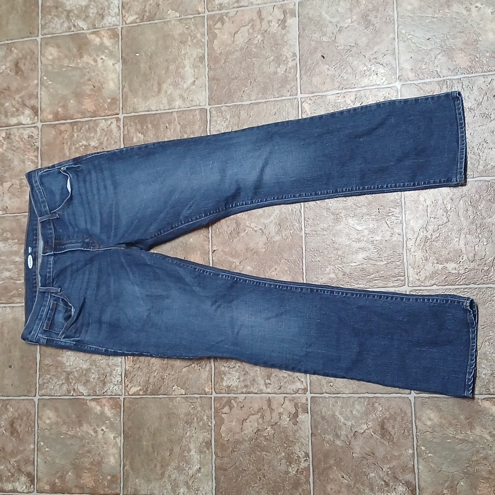 Old Navy Original Boot Cut Distressed Dark Blue Jeans Size 12 Long